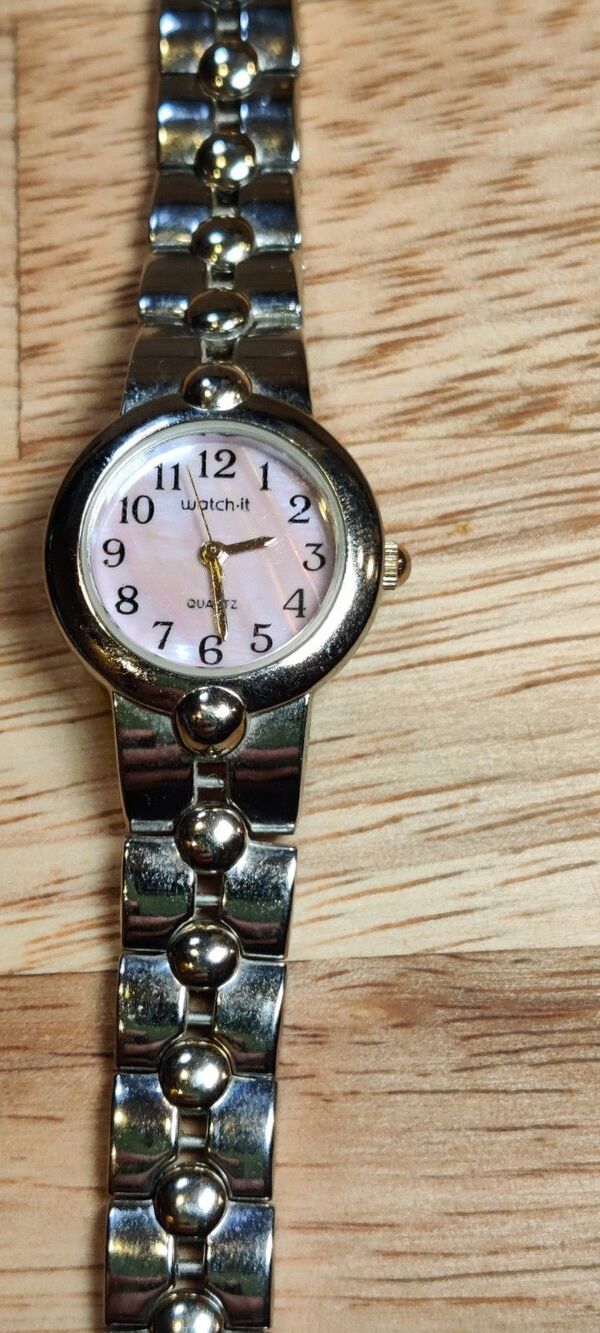 Ladies Watch-It Silver Tone Link Bracelet Analog Watch MLN3038 7" New Battery